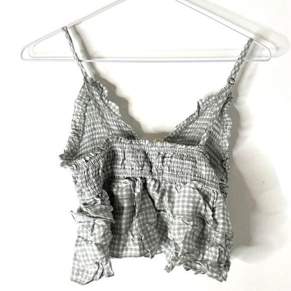 Ocean Drive Green White Checker Plaid Cottagecore Crop Top NWT - Picture 5 of 6